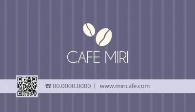 青 シンプル カフェ 名刺