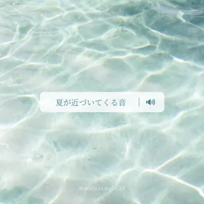 青と白のシンプルな夏の海辺の海辺のお知らせ投稿