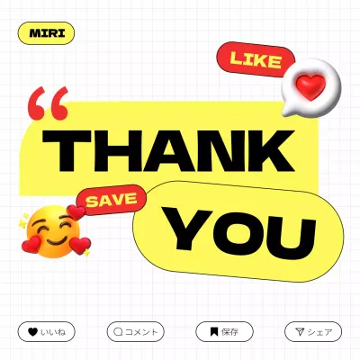 黄色 ポップ 感謝 ポスター Instagram投稿